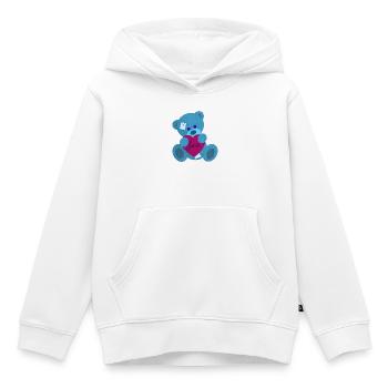 Ourson amoureux - Sweat Premium à capuche enfant bio - blanc - Devant - AI Model Kid Female (0cm)