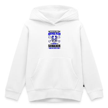Müde, Blau, Schalker, Geile Sau | Farbe änderbar - Kinder Premium Organic Hoodie - Weiß - Vorne - AI Model Kid Female (0cm)