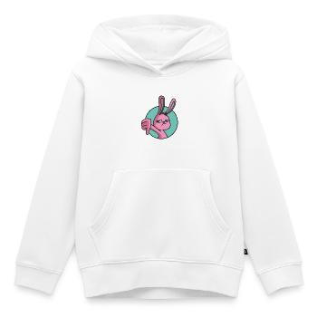 Pouce de lapin vers le bas - Sweat Premium à capuche enfant bio - blanc - Devant - AI Model Kid Female (0cm)