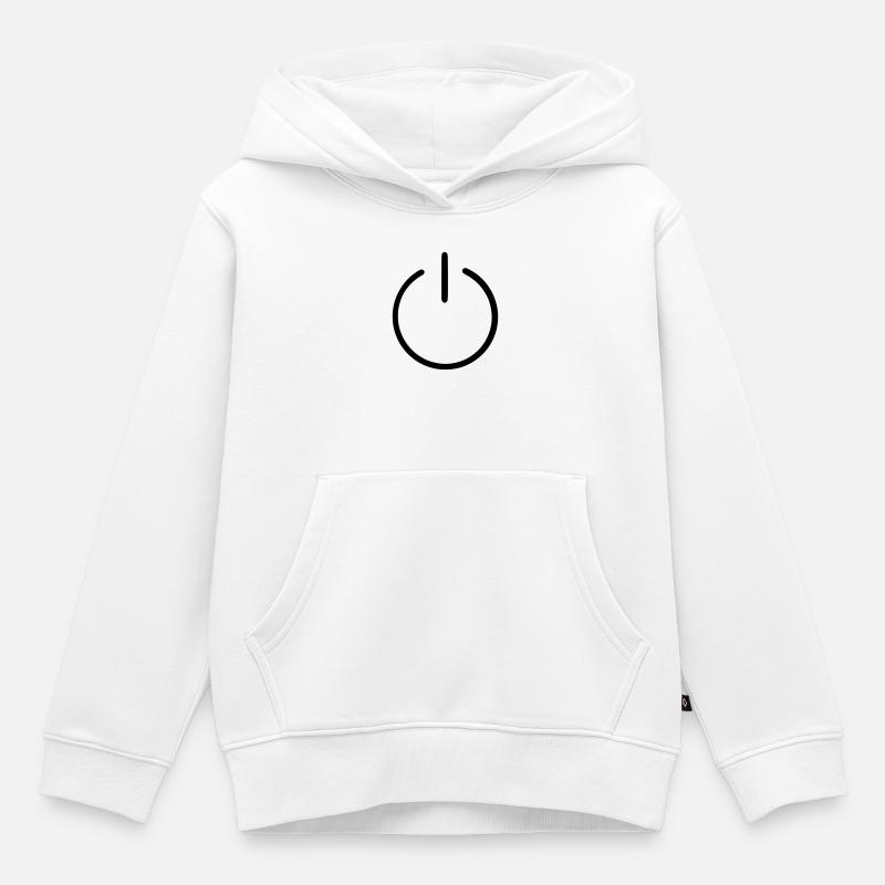 Un bouton Us Off - Sweat Premium à capuche enfant bio - blanc