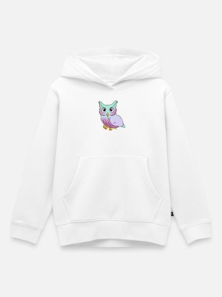 Eule - Kinder Premium Organic Hoodie - Weiß
