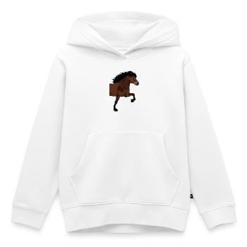 Big Side-Tölter Islandpferd – Brauner - Kinder Premium Organic Hoodie - Weiß - Vorne - AI Model Kid Female (0cm)