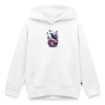 Oiseaux dans un bouquet de fleurs - Sweat Premium à capuche enfant bio - blanc - Devant - AI Model Kid Female (0cm)