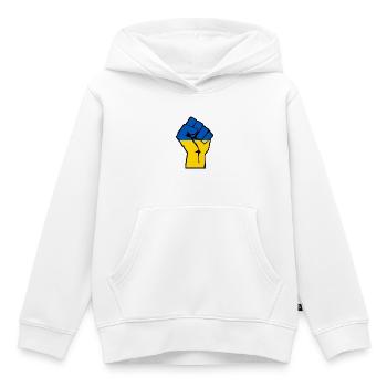 Poing de l’Ukraine - Sweat Premium à capuche enfant bio - blanc - Devant - AI Model Kid Female (0cm)