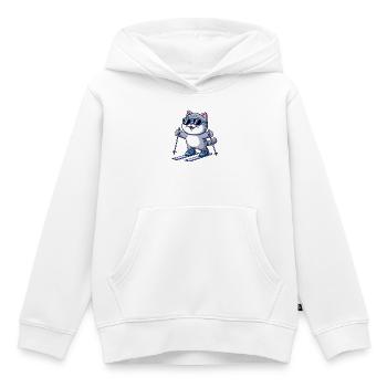 Ski britannique à poil court (Shorthair Skiing) Hiver - Sweat Premium à capuche enfant bio - blanc - Devant - AI Model Kid Female (0cm)