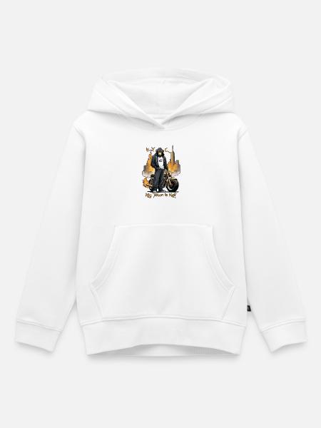 Biker Affe - Kinder Premium Organic Hoodie - Weiß