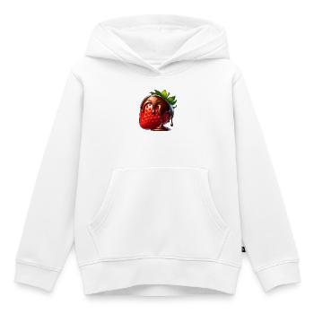 Dessert bonbon fondant au chocolat et aux fraises - Sweat Premium à capuche enfant bio - blanc - Devant - AI Model Kid Female (0cm)