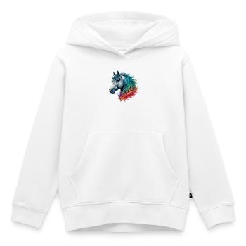 Cheval - Sweat Premium à capuche enfant bio - blanc - Devant - AI Model Kid Female (0cm)