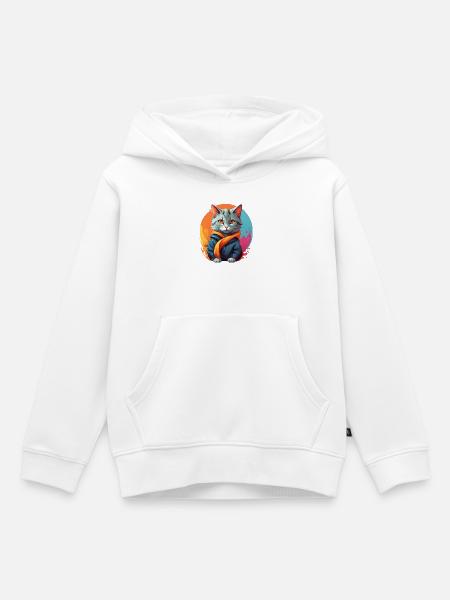 Stilvolle urbane Katze - Kinder Premium Organic Hoodie - Weiß