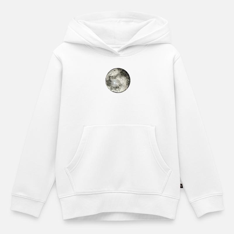 regarde la lune, c'est gratuit (lettres blanches) - Sweat Premium à capuche enfant bio - blanc