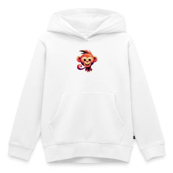 Singe - Sweat Premium à capuche enfant bio - blanc - Devant - AI Model Kid Female (0cm)