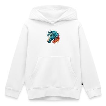 Cheval - Sweat Premium à capuche enfant bio - blanc - Devant - AI Model Kid Female (0cm)