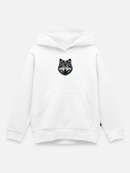 Wolf - Kinder Premium Organic Hoodie - Weiß