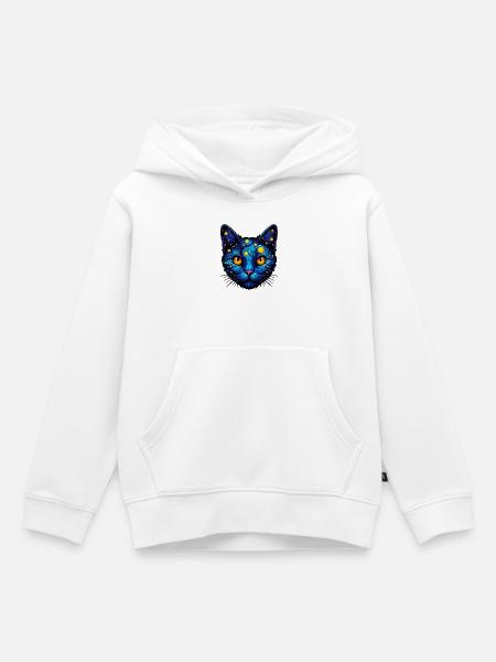 Katze - Kinder Premium Organic Hoodie - Weiß