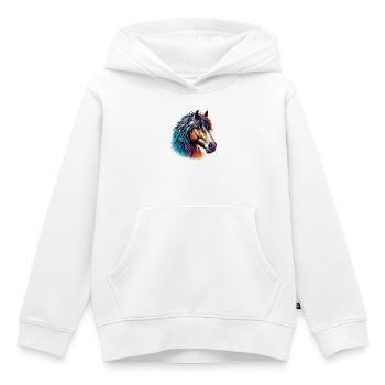 Cheval - Sweat Premium à capuche enfant bio - blanc - Devant - AI Model Kid Female (0cm)
