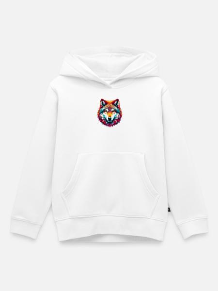 Wolf - Kinder Premium Organic Hoodie - Weiß