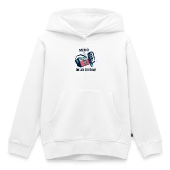 Ils sont différents ! - Sweat Premium à capuche enfant bio - blanc - Devant - AI Model Kid Female (0cm)