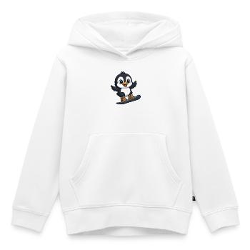 Kawaii Penguin Snowboarder Winter Sports Vacation - Kids Premium Organic Hoodie - white - Front - AI Model Kid Female (0cm)