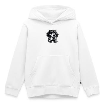 Dackel mit Schal - Kinder Premium Organic Hoodie - Weiß - Vorne - AI Model Kid Female (0cm)