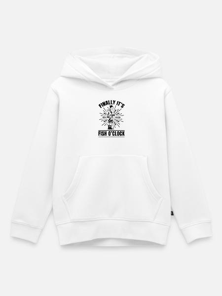 Finally It's Fish O'Clock - Kinder Premium Organic Hoodie - Weiß