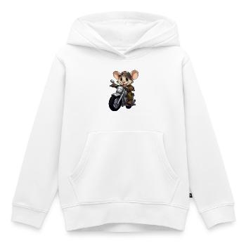 Mäuschen Motorrad / Motorradfahrer Mäuschen - Kinder Premium Organic Hoodie - Weiß - Vorne - AI Model Kid Female (0cm)