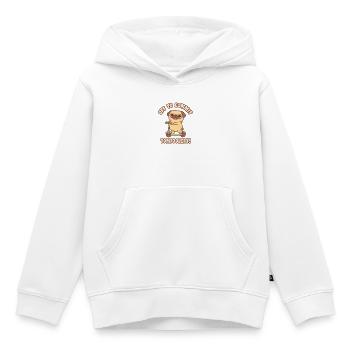 Niedlicher Mops Auf Kick Scooter Off, Um Unsinn zu begehen - Kinder Premium Organic Hoodie - Weiß - Vorne - AI Model Kid Female (0cm)
