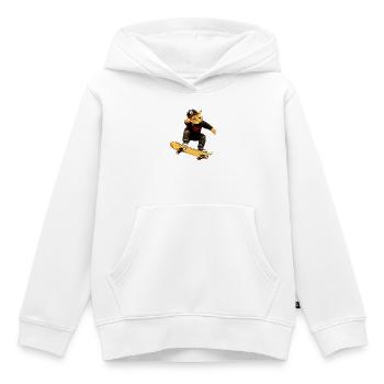 Chat skateur / Chat skateur - Sweat Premium à capuche enfant bio - blanc - Devant - AI Model Kid Female (0cm)