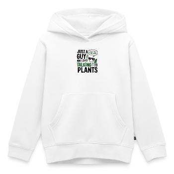 Pflanzenliebhaber im Gespräch mit Pflanzen - Kinder Premium Organic Hoodie - Weiß - Vorne - AI Model Kid Female (0cm)