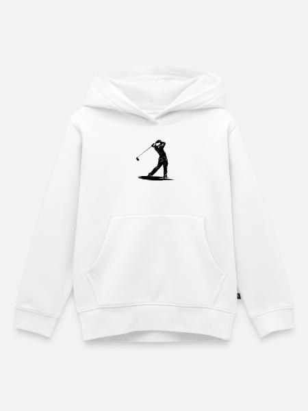 Silhouette de swing de golfeur - Sweat Premium à capuche enfant bio - blanc