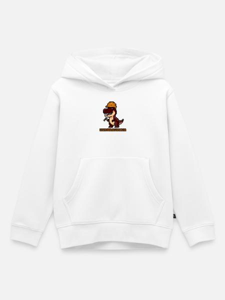 DinoBAUrier - Pixel Art Dinosaurier Bauhelm! 👷♂️ - Kinder Premium Organic Hoodie - Weiß