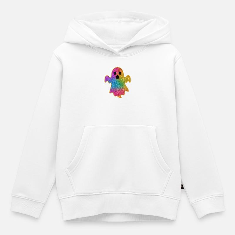 Halloween-Regenbogen Glitzer Geist - Kinder Premium Organic Hoodie - Weiß