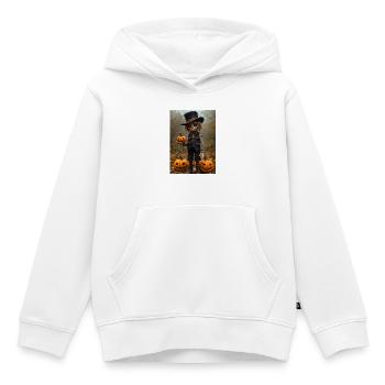 Spukvogelscheuche mit Kürbislaternen - Kinder Premium Organic Hoodie - Weiß - Vorne - AI Model Kid Female (0cm)