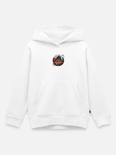 Halloween Rundes Spukhaus - Kinder Premium Organic Hoodie - Weiß