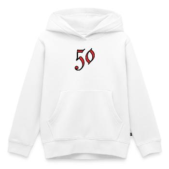 50. 50 ANS. 50e ANNIVERSAIRE. ANNIVERSAIRE 50 ANS. - Sweat Premium à capuche enfant bio - blanc - Devant - AI Model Kid Female (0cm)