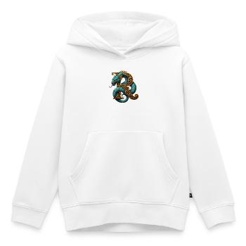 Dragon Ornementé autour de la lettre R - Sweat Premium à capuche enfant bio - blanc - Devant - AI Model Kid Female (0cm)