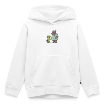Hippo dentiste et Crocodile Aventure - Sweat Premium à capuche enfant bio - blanc - Devant - AI Model Kid Female (0cm)