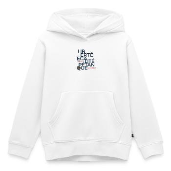 Liberté Égalité Pétanque, la French Révolution - Sweat Premium à capuche enfant bio - blanc - Devant - AI Model Kid Female (0cm)