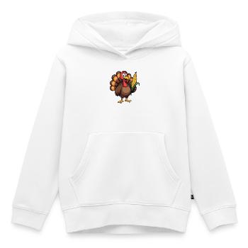 Thanksgiving Drôle Dinde de Thanksgiving - Sweat Premium à capuche enfant bio - blanc - Devant - AI Model Kid Female (0cm)