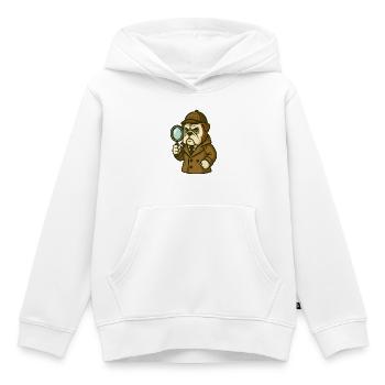 Detective Bulldog mit klassischem Sherlock-Look - Kinder Premium Organic Hoodie - Weiß - Vorne - AI Model Kid Female (0cm)