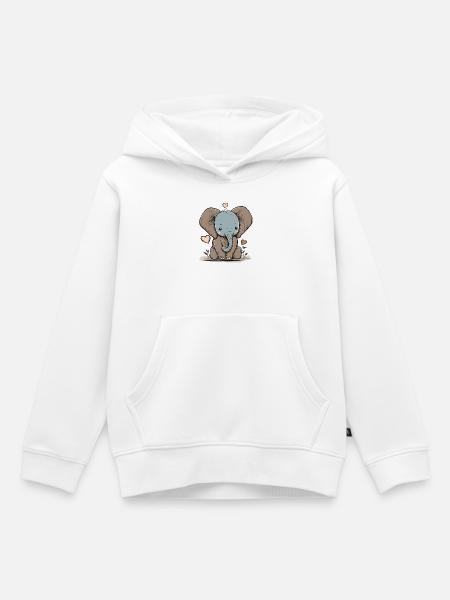 Kuschelefant mit Herz - Kinder Premium Organic Hoodie - Weiß