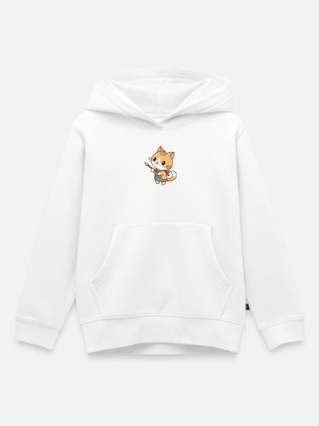 Katzenkünstler-Pinsel - Kinder Premium Organic Hoodie - Weiß