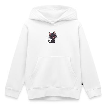Chaton Noir Bâilleur Doux - Sweat Premium à capuche enfant bio - blanc - Devant - AI Model Kid Female (0cm)
