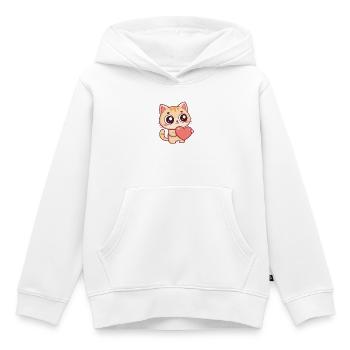 Chaton Coeur Doux - Sweat Premium à capuche enfant bio - blanc - Devant - AI Model Kid Female (0cm)