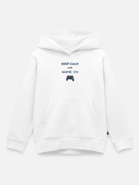 Keep Calm And Game On - Kinder Premium Organic Hoodie - Weiß