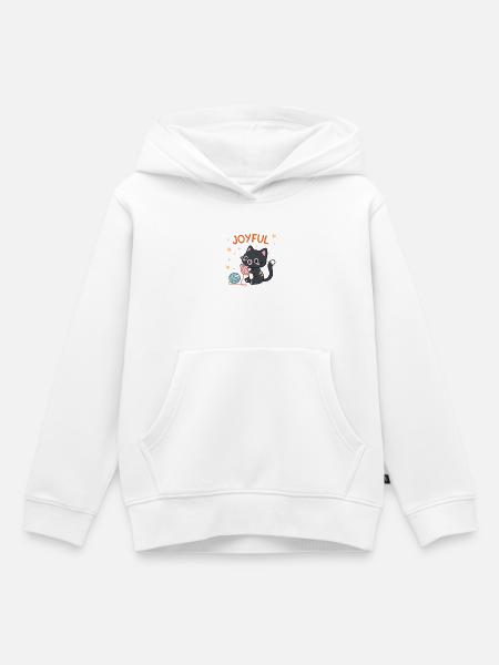 Glücklicher Katz-und-Ball-Spieler - Kinder Premium Organic Hoodie - Weiß