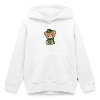 Ours lutin émeraude - Sweat Premium à capuche enfant bio - blanc - Devant - AI Model Kid Female (0cm)
