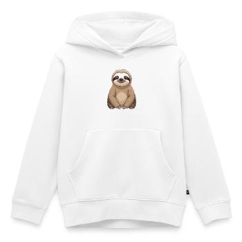 Caricature du paresseux câlin - Sweat Premium à capuche enfant bio - blanc - Devant - AI Model Kid Female (0cm)