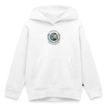 Le monde est mon terrain de jeu, le géocaching - Sweat Premium à capuche enfant bio - blanc - Devant - AI Model Kid Female (0cm)