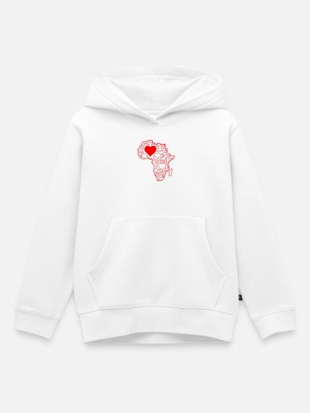 Herz-Silhouette Afrikakarte aus Herzen - Kinder Premium Organic Hoodie - Weiß