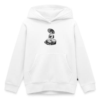 Geisha en kimono avec parapluie - Sweat Premium à capuche enfant bio - blanc - Devant - AI Model Kid Female (0cm)